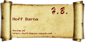 Hoff Barna névjegykártya